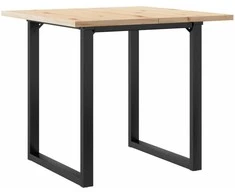 Valgomojo stalas, 80x80x75,5cm, pušis ir ketus, O formos rėmas