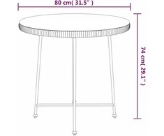 Valgomojo stalas, juodas, 80cm, grūdintas stiklas ir plienas