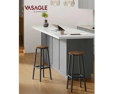 Songmics Vasagle 2 baro kėdės su kojų atrama vintage rudai-juoda