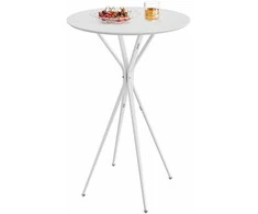 Songmics Vasagle Baro stalas su metaliniu rėmu 60 x 60 x 105 cm debesų balta-matinė balta