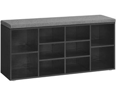 Vasagle Batų lentyna su sėdyne 30 x 104 x 48 cm juodmedžio juoda