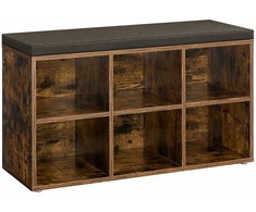 Songmics Vasagle Batų lentyna su sėdyne 30 x 87 x 48 cm vintažinė rudai pilka