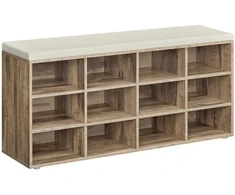 Songmics Vasagle Batų lentyna su sėdyne 30,3 x 104 x 48 cm kupranugario rudos spalvos