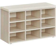 Songmics Vasagle Batų lentyna su sėdyne 30,3 x 78,5 x 48 cm natūralios smėlio spalvos