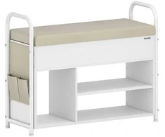 Songmics Vasagle Batų suolas su sėdyne ir daiktų laikymo vieta cappuccino beige