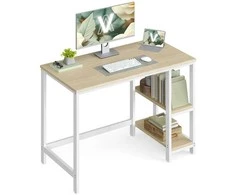 Songmics Vasagle Biuro rašomasis stalas 100 x 50 x 76 cm natūralus smėlio spalvos perlamutras baltas