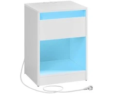 Songmics Vasagle Naktinė spintelė su LED apšvietimu modernus debesų baltos spalvos