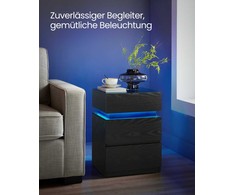 Songmics Vasagle Naktinė spintelė su LED apšvietimu, moderni balta