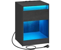 Songmics Vasagle Naktinė spintelė su moderniu uosio juodumo LED apšvietimu