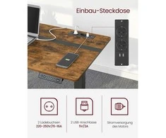 Songmics Vasagle Reguliuojamo aukščio rašomasis stalas 60 x 140 cm vintage rudai juodas
