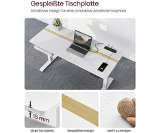 Songmics Vasagle Reguliuojamo aukščio stalas 60 x 140 cm, baltas