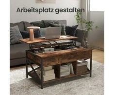 Songmics Vasagle Reguliuojamo aukščio žurnalinis staliukas 60 x 100 x (48-62) cm