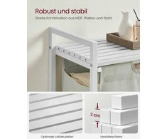 Vasagle Skalbinių dėžė su nuimama lentyna Metalinis rėmas baltas