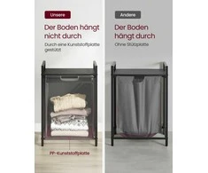 Songmics Vasagle Skalbyklė su lentyna Metalinis rėmas juodai pilkas