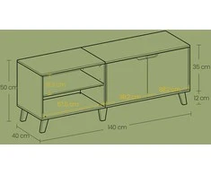 TV staliukas Songmics Vasagle Televizoriaus spintelė, televizoriaus staliukas su 2 durelėmis, 140 cm ilgio