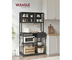 VASAGLE virtuvės lentyna su elektros lizdais, 100 cm, 12 kablių, KKS028B23
