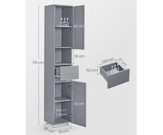Vasagle Badezimmerschrank 30 x 30 x 170 cm mystisches Grau