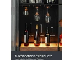 Songmics Vasagle Weinschrank mit Beleuchtung und geriffelter Glastür