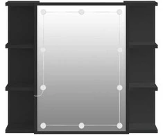 Veidrodinė spintelė su LED apšvietimu, juoda, 70x16,5x60cm