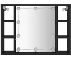 Veidrodinė spintelė su LED apšvietimu, juoda, 76x15x55cm