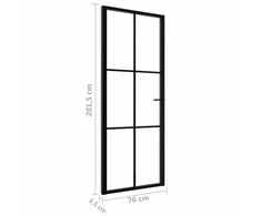 Vidaus durys, juodos, 76x201,5cm, ESG stiklas ir aliuminis