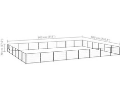 Voljeras šunims, juodos spalvos, 48m², plienas