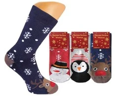 Kalėdinės frotinės termo kojinės moterims Happy Christmas, 3 poros