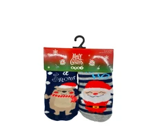 Kalėdinės kojinės su neslystančiu padu kūdikiams Merry Christmas Baby, 2 poros