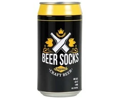 Kojinės vyrams skardinėje Beer socks Save water drink beer, juoda/geltona 42-47