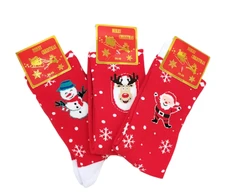 Unisex kalėdinės termo kojinės Merry Christmas, 3 poros, raudonos