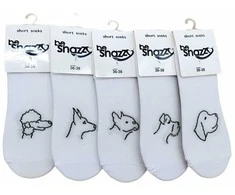 Unisex labai trumpos kojinės be Snazzy ST-04, šuniukai, 5 vnt. baltos