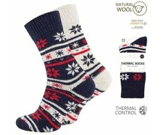 Unisex termo kojinės su vilna, VCA 4125, 2 poros (mėlynos, baltos)