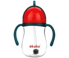AKUKU neišsiliejantis mokomasis puodelis su rankenėlėmis ir svareliu, 280 ml, A0164