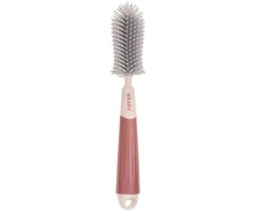Albis Akuku buteliukų, puodelių ir žindukų silikoninis šepetys su kempine, beige/pink, A0512