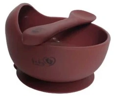BABY 01565 Silikoninis dubuo su siurbtuku ir šeivamedžio uogų šaukštu