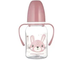 CANPOL 11/823 Standartinis buteliukas su rankenomis 120 ml CUTE ANIMALS rožinis