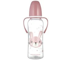 CANPOL 11/845 Standartinis buteliukas su rankenomis 250ml CUTE ANIMALS rožinis