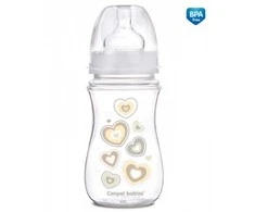 CANPOL 35/217 Easystart naujagimiui Easystart plačios burnos buteliukas nuo dieglių 240 ml smėlio spalvos širdelės