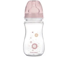 CANPOL 35/217 Easystart naujagimiui plačiai atidaromas buteliukas nuo dieglių 240 ml rožinės gėlės