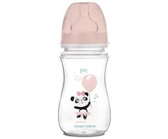 CANPOL 35/222 EasyStart Egzotiškas platus buteliukas nuo dieglių 300ml rožinis