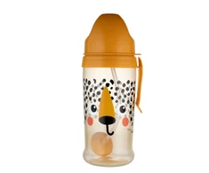 Canpolbabies CANPOL BABIES neišsipilanti sportinė gertuvė su šiaudeliu BabiesBoo cheetah, 270 ml, 56/510_ora