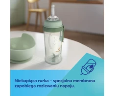 Canpolbabies CANPOL 56/510_bro Neišsiliejantis vandens butelis su vamzdeliu ir virduliu 350ml ŠUNYS