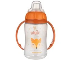 CANPOL 56/512 Treniruočių puodelis su minkštu snapeliu 320ml CUTE ANIMALS oranžinė