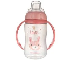 CANPOL 56/512_pink2 Treniruočių puodelis su minkštu snapeliu 320 ml MIELI GYVŪNAI