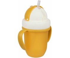 Canpolbabies CANPOL 56/522 puodelis su sulankstomu silikoniniu vamzdeliu 210 ml matinės pastelės geltonos spalvos