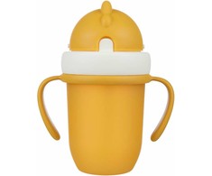 Canpolbabies CANPOL 56/522 puodelis su sulankstomu silikoniniu vamzdeliu 210 ml matinės pastelės geltonos spalvos
