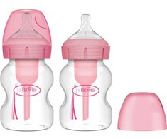 Dr Brown's Dr.Browns WB52601 plataus kaklo buteliukas 150ml PP OPTIONS PLUS 2 pakuotė rožinė