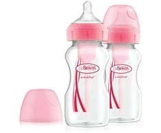 Dr Browns Dr.Browns WB92601 plataus kaklo buteliukas 270 ml PP OPTIONS PLUS 2 PACK Rožinis