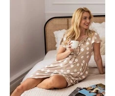 EWA 961864 LINDA Nėščiųjų marškinėliai smėlio spalvos ramunėlės XL