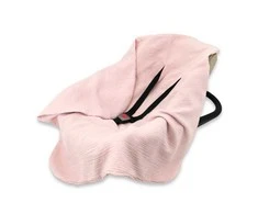 KIECZMERSKI Muslin vystyklė - antklodė kūdikio nešiojimui, kaušinė sėdynė 75x75 cm MUSLIN medvilnė 100% pudra rožinė